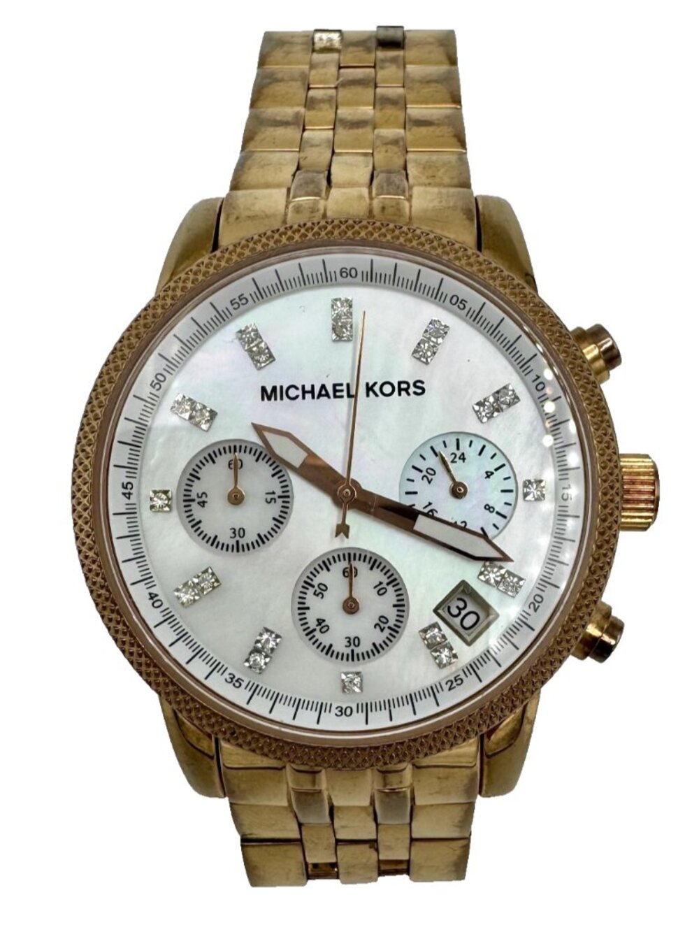 Michael Kors MK-5026 Rose Gold Tone Mother of Pearl Women's Watch Chronograph